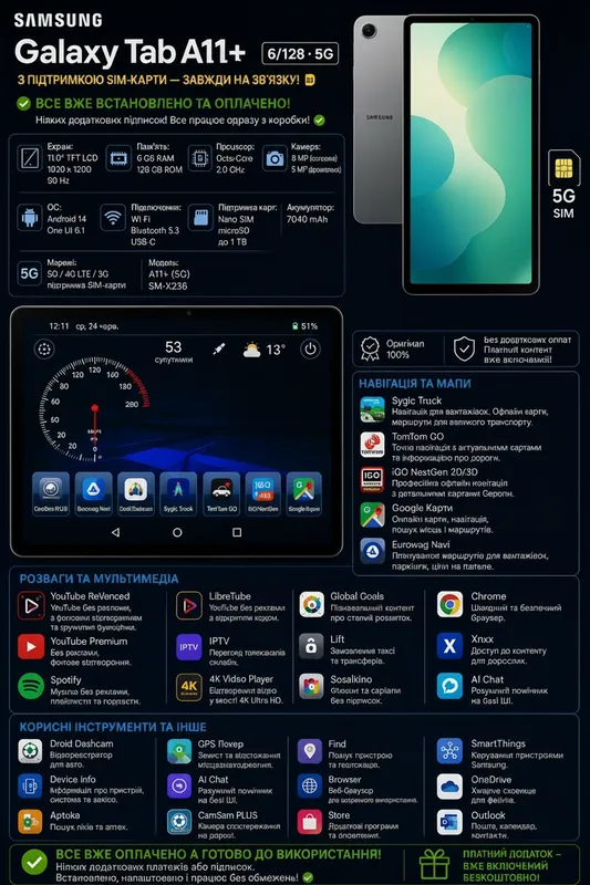 Samsung Galaxy Tab A11+ LTE 6RAM/128GB 5G